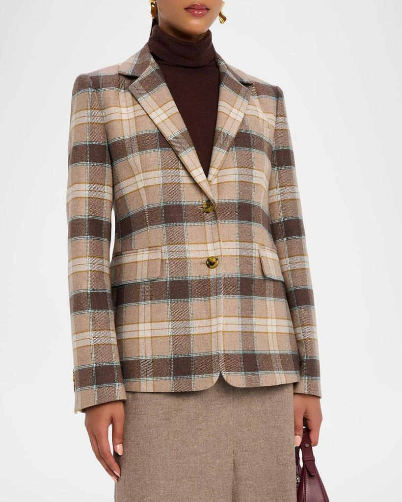 ARGENT Copain Single-Breasted Plaid Wool Blazer 4