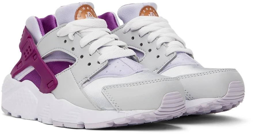 NIKE Kids Purple & Silver Huarache Run Big Kids Sneakers 4