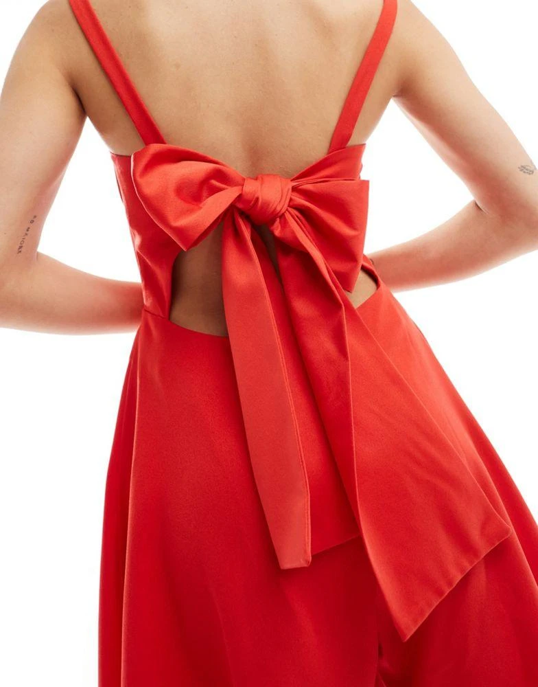 ASOS ASOS DESIGN bow back playsuit in red 3