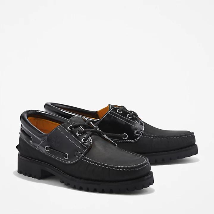 Timberland® 3-Eye Lug Handsewn Boat Shoe for Men in Black