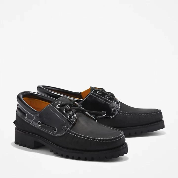 Timberland Timberland® 3-Eye Lug Handsewn Boat Shoe for Men in Black 4
