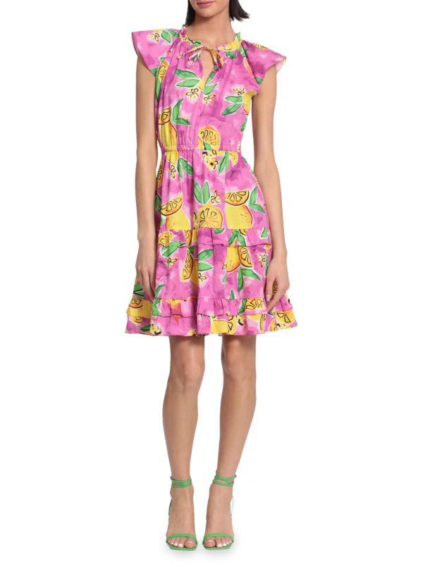 Donna Morgan Lemon Print Ruffle Dress 1