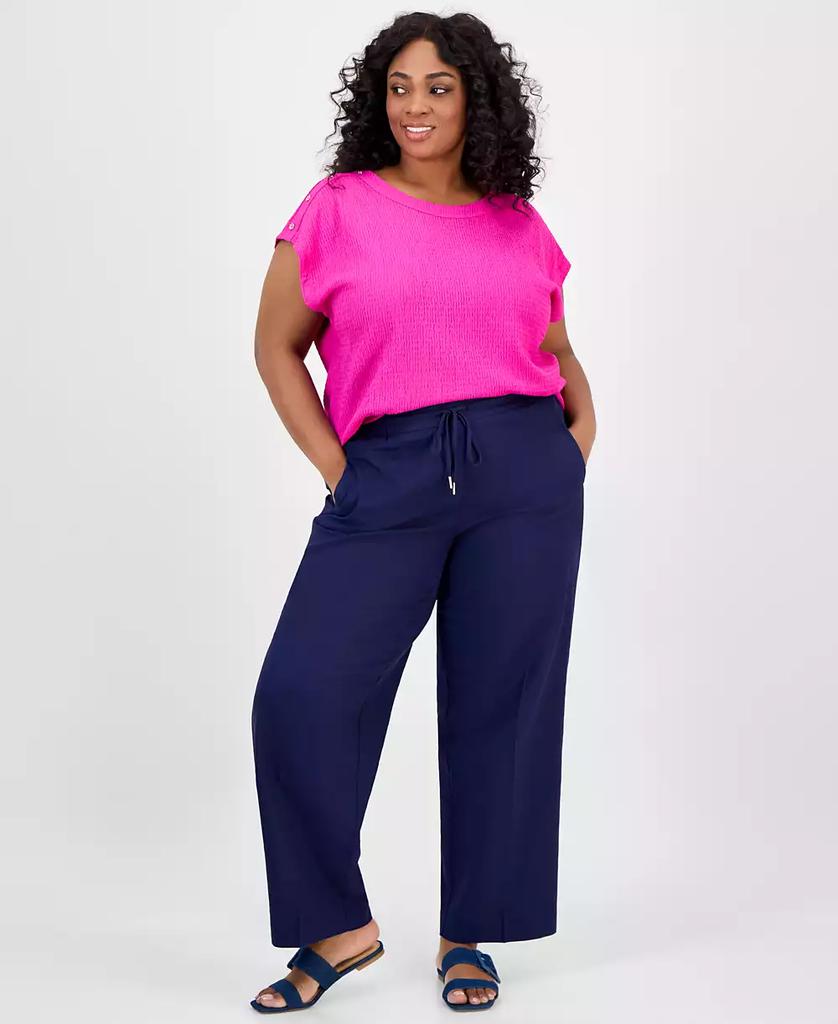 JONES NEW YORK Plus Size Linen-Blend Drawstring Pants