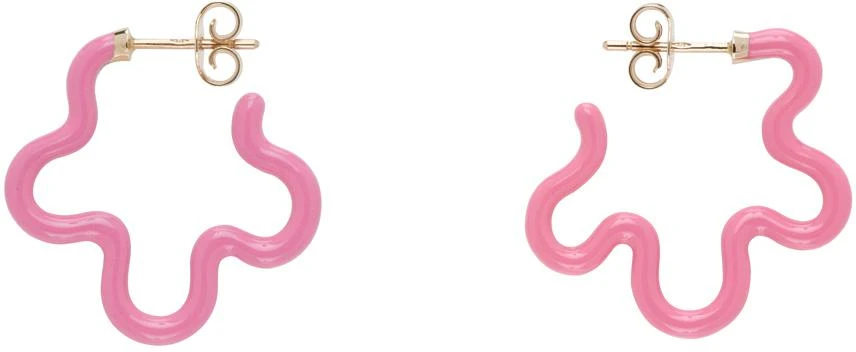 Bea Bongiasca Pink 2 Tone Asymmetrical Flower Power Earrings 1
