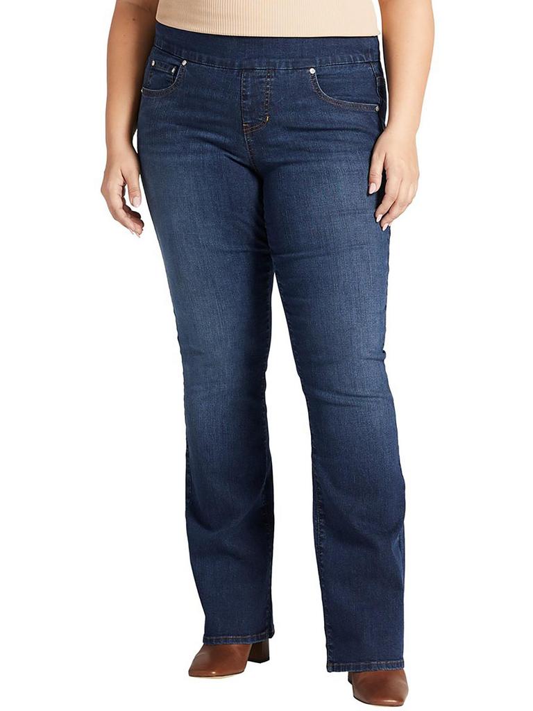 Jag Jeans Plus Paley Womens Mid-Rise Dark Wash Bootcut Jeans