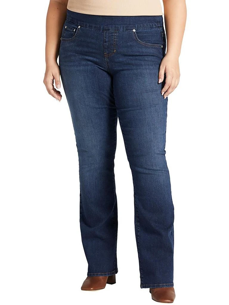Jag Jeans Plus Paley Womens Mid-Rise Dark Wash Bootcut Jeans 1