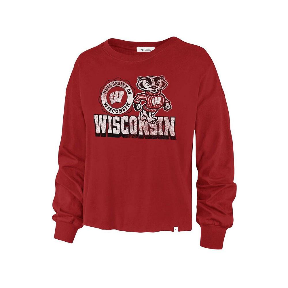 '47 Brand Women's Red Distressed Wisconsin Badgers Bottom Line Parkway Long Sleeve T-shirt