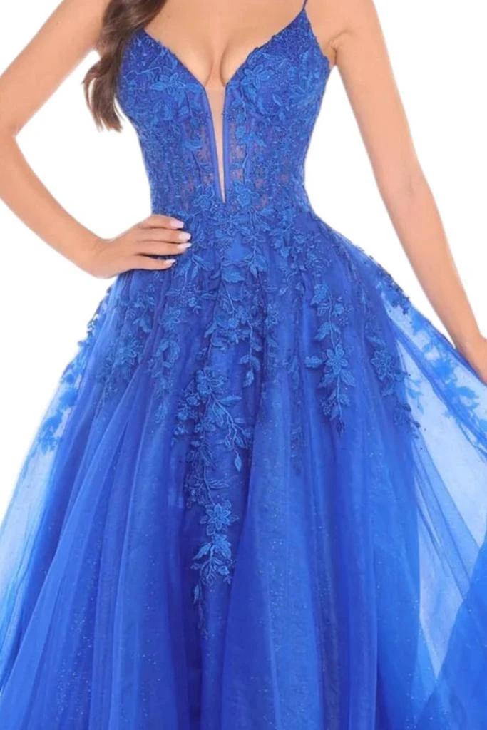 Shop A-Line Corset Tulle Appliqu Tie-Back Gown In Royal Blue on Sale at  BeyondStyle  Get 44% Off A-Line Corset Tulle Appliqu Tie-Back Gown In Royal  Blue with Limited-Time Flash Deals, Exclusive