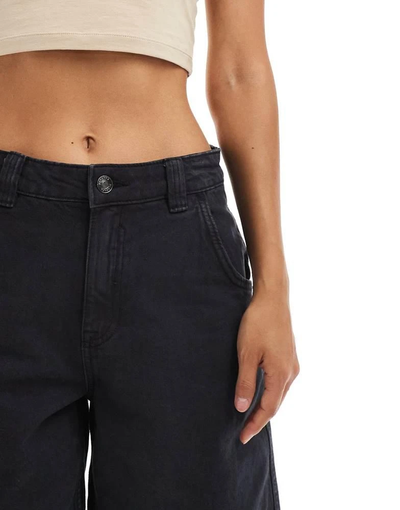 Bershka Bershka baggy longline denim jorts in black 5