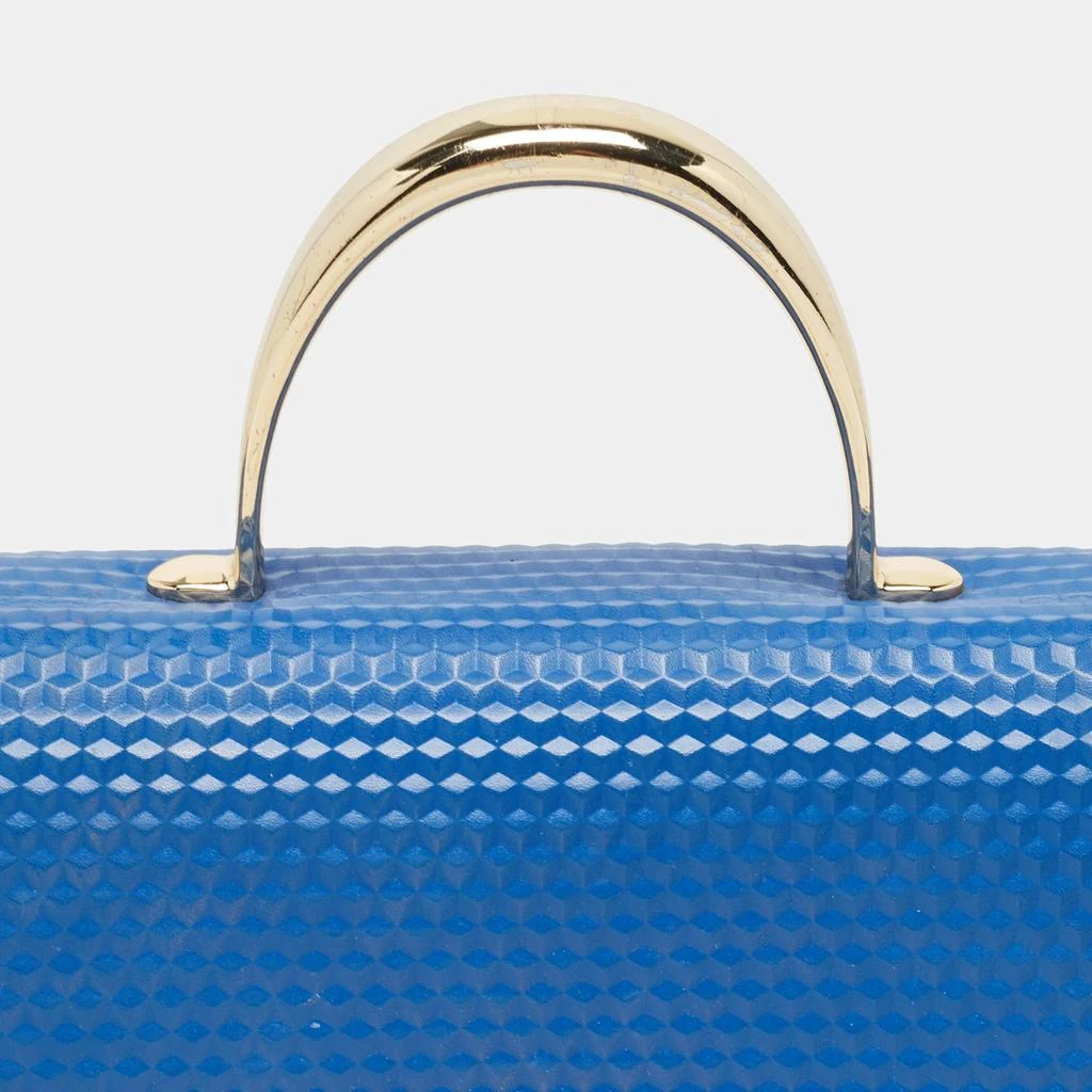 Aigner Aigner Blue Embossed Leather Genoveva M Top Handle Bag 5