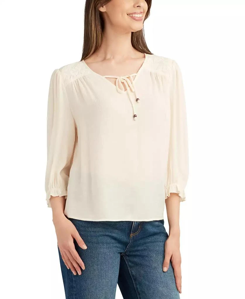 BCX Juniors' Lace-Trim 3/4-Sleeve Peasant Top 4