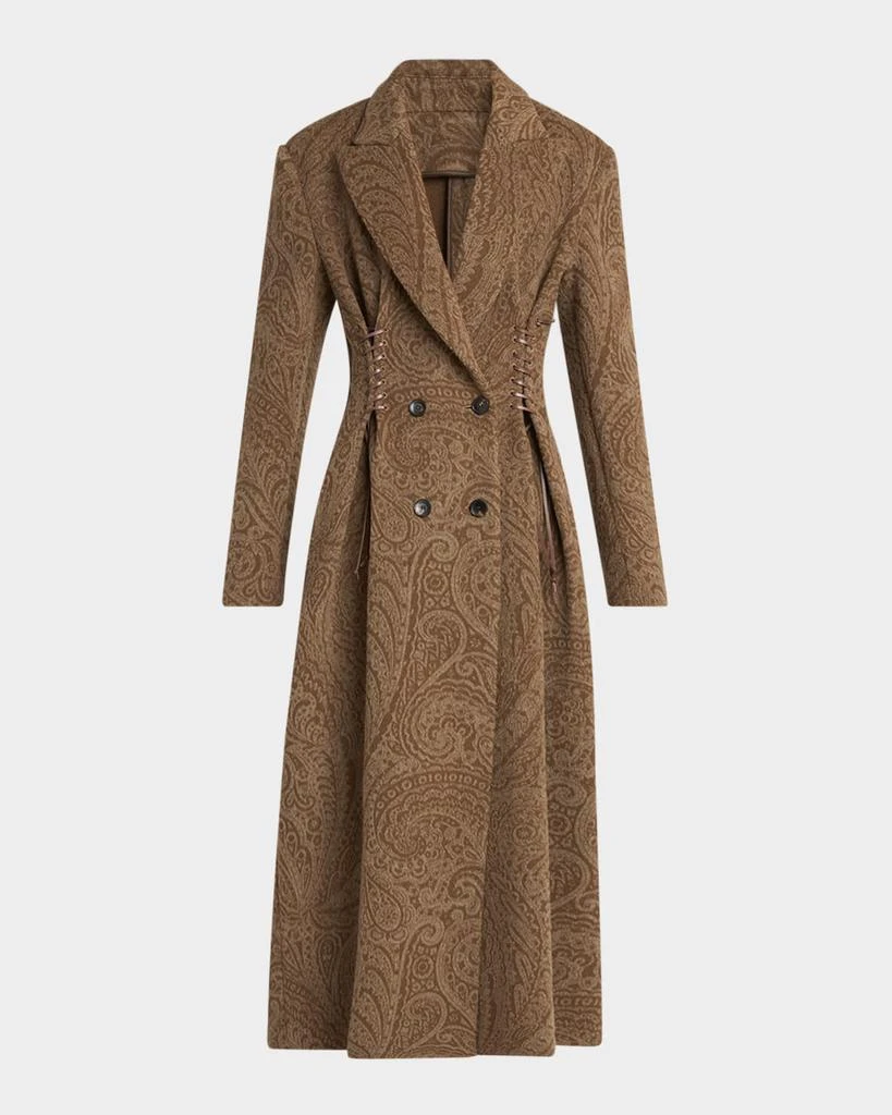 ETRO Paisley Wool Laced Long Trench Coat 1