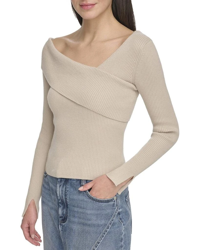 DKNY Asymmetrical Neck Ribbed Sweater 1