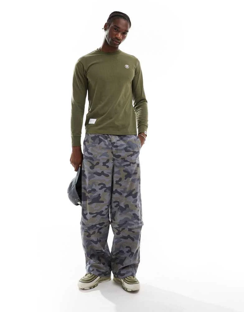 AAPE Aape by A Bathing Ape long sleeve logo t-shirt in dark khaki 3