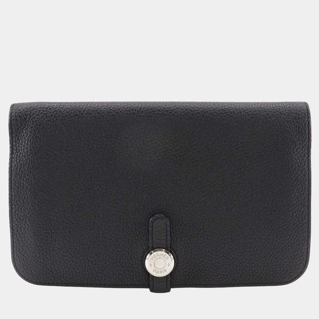 Hermes Hermes Black Leather Dogon GM Long Wallet 1
