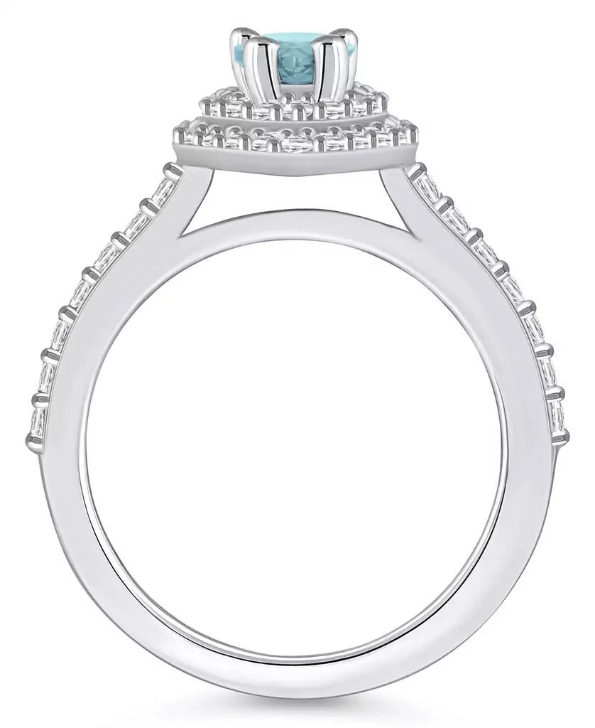 Macy's Aquamarine and Diamond Accent Halo Ring in 14K White Gold 3