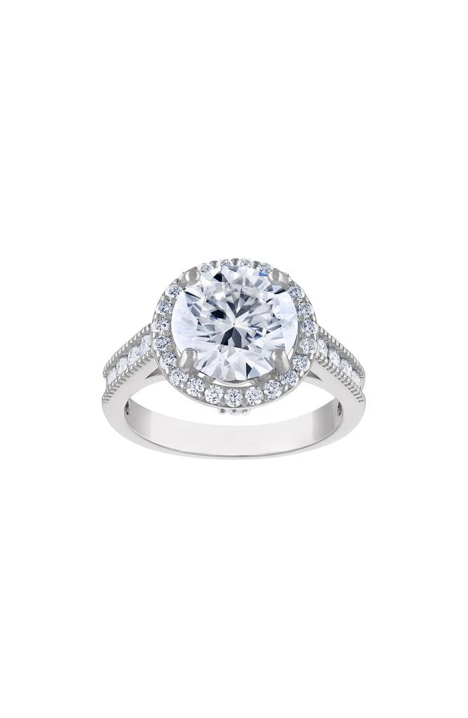 FZN Sterling Silver Created Moissanite Engagement Ring