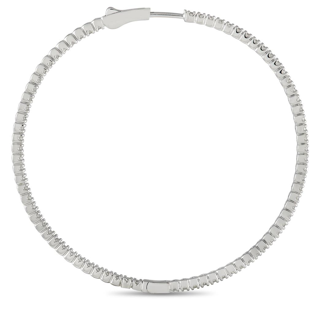 Non Branded 14K White Gold 3.74ct Diamond Inside-Out Hoop Earrings