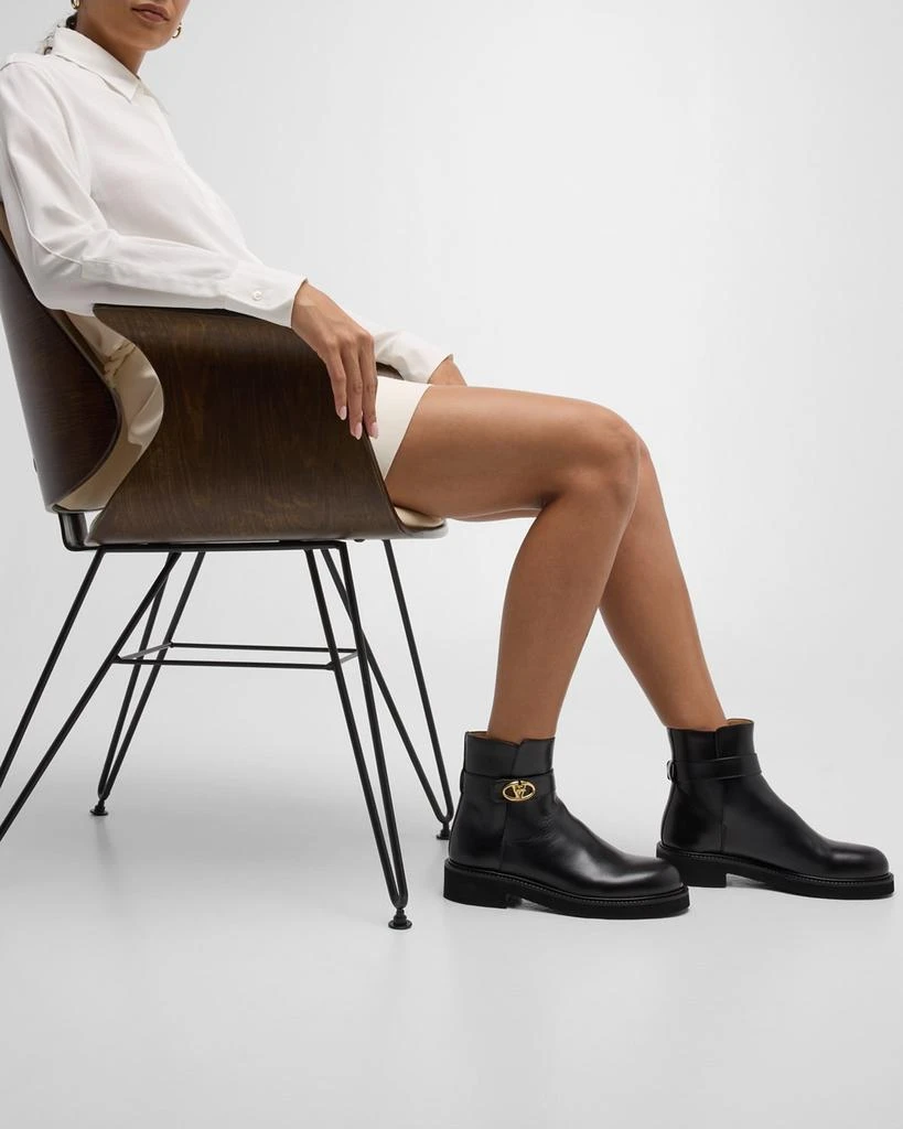 Valentino VLogo Leather Buckle Ankle Booties 2