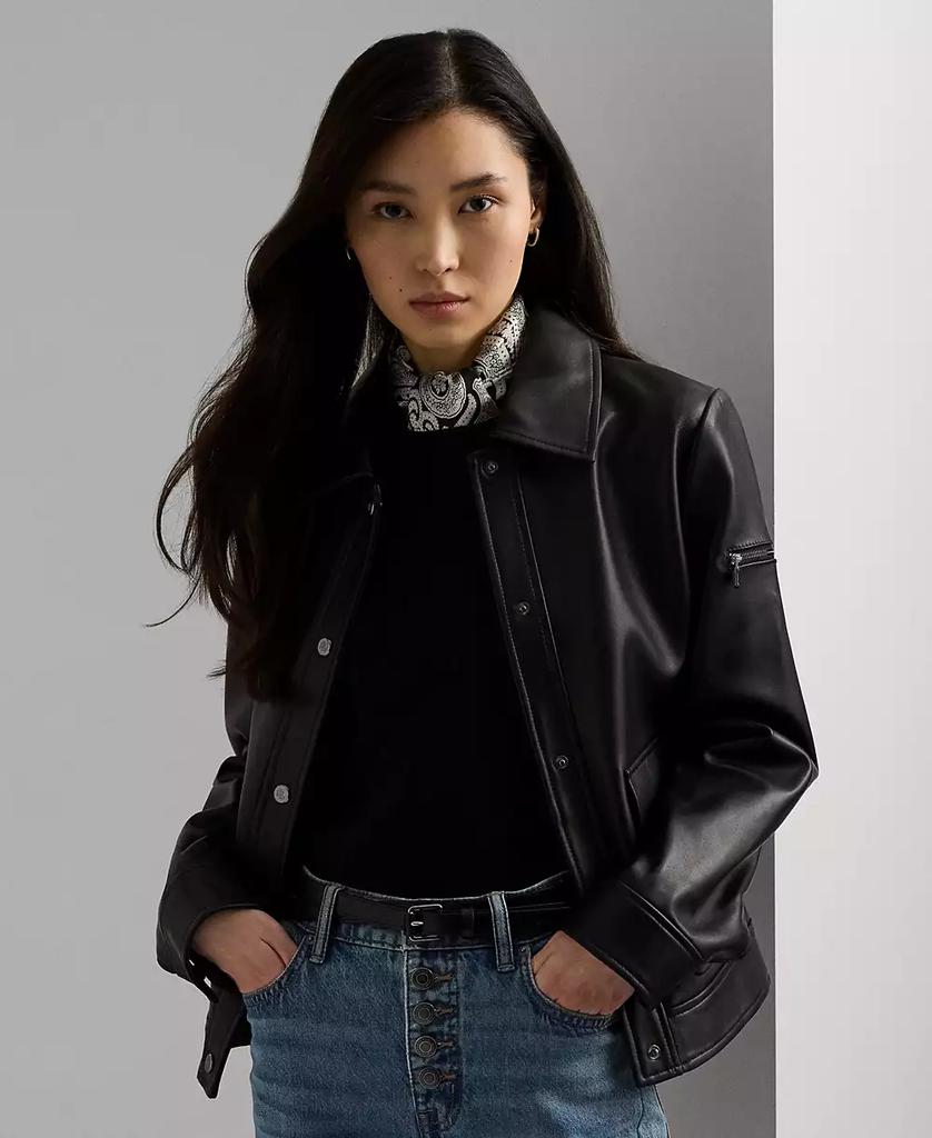 Ralph Lauren Women
s Buttoned Leather Jacket