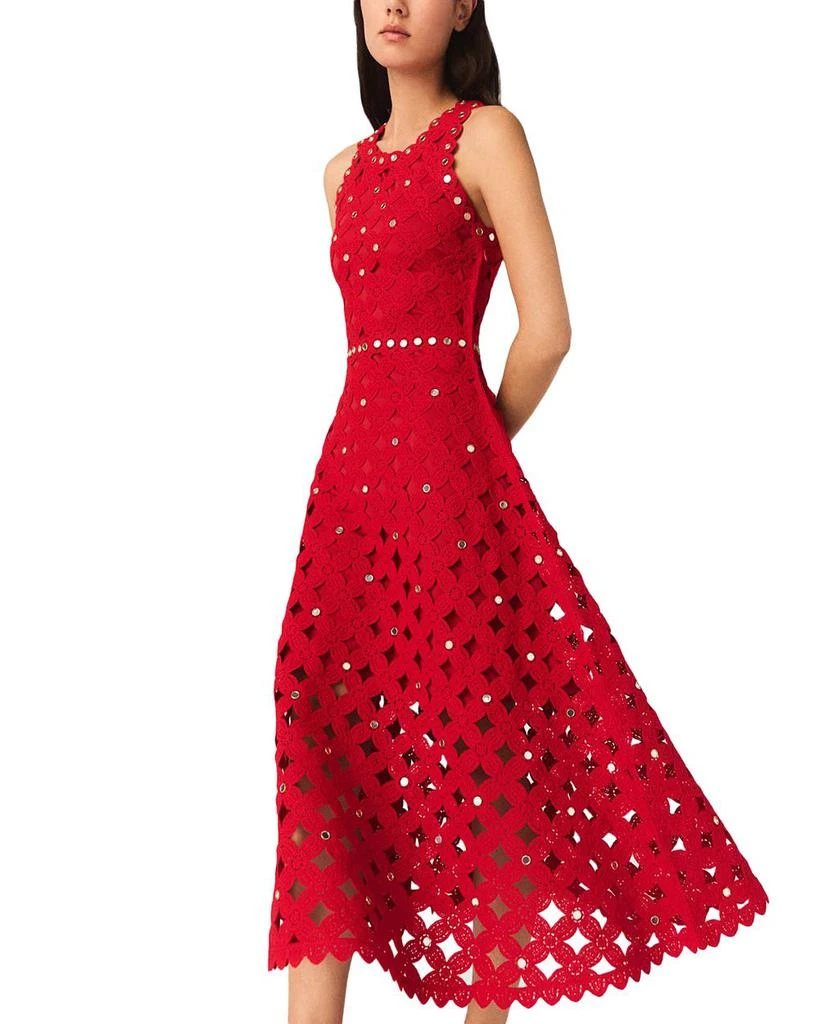 Maje Crochet Dress with Mirror Embellishments 2