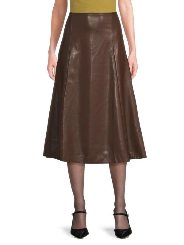 WeWoreWhat Flare Faux Leather Midi-Skirt 1