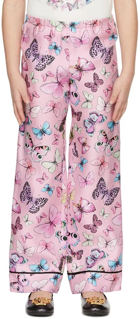 Versace Kids Pink Silk Butterfly Lounge Pants 2