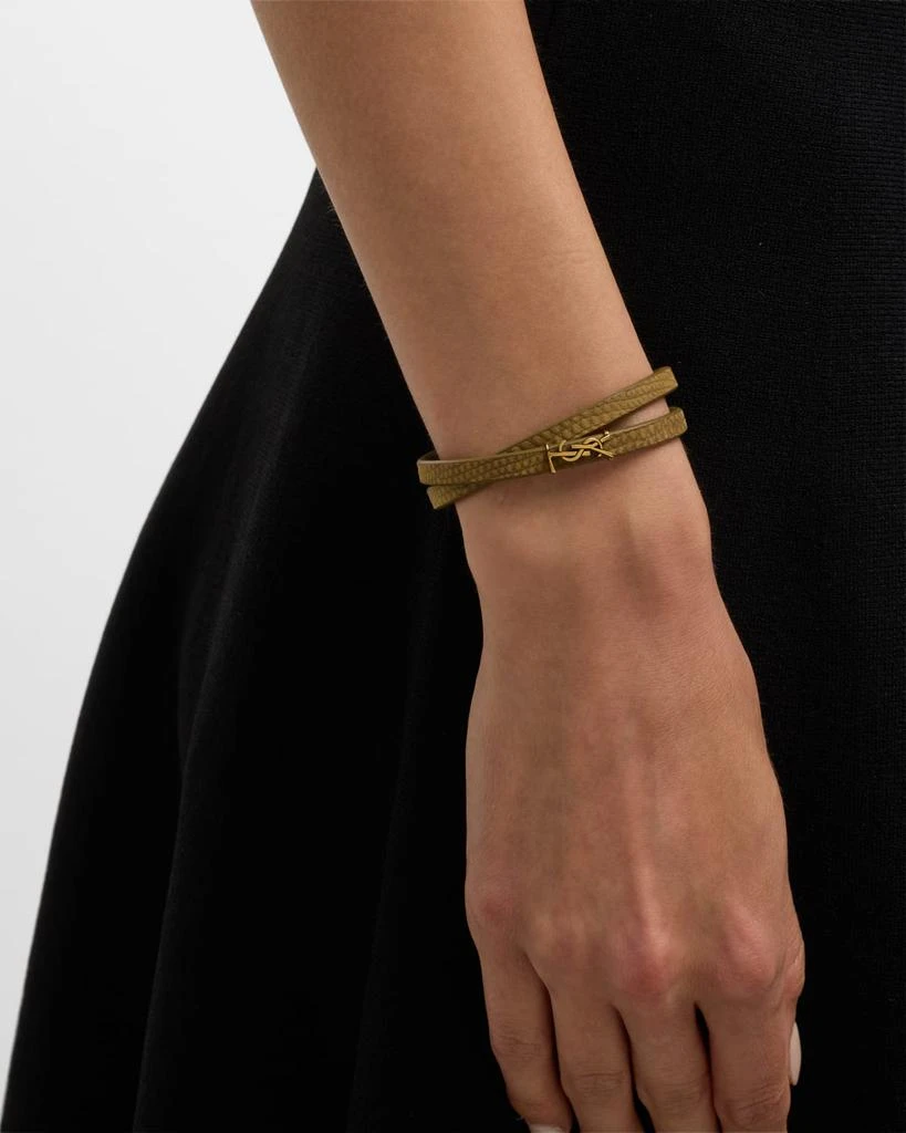 Yves Saint Laurent Leather Double-Wrap YSL Bracelet 2
