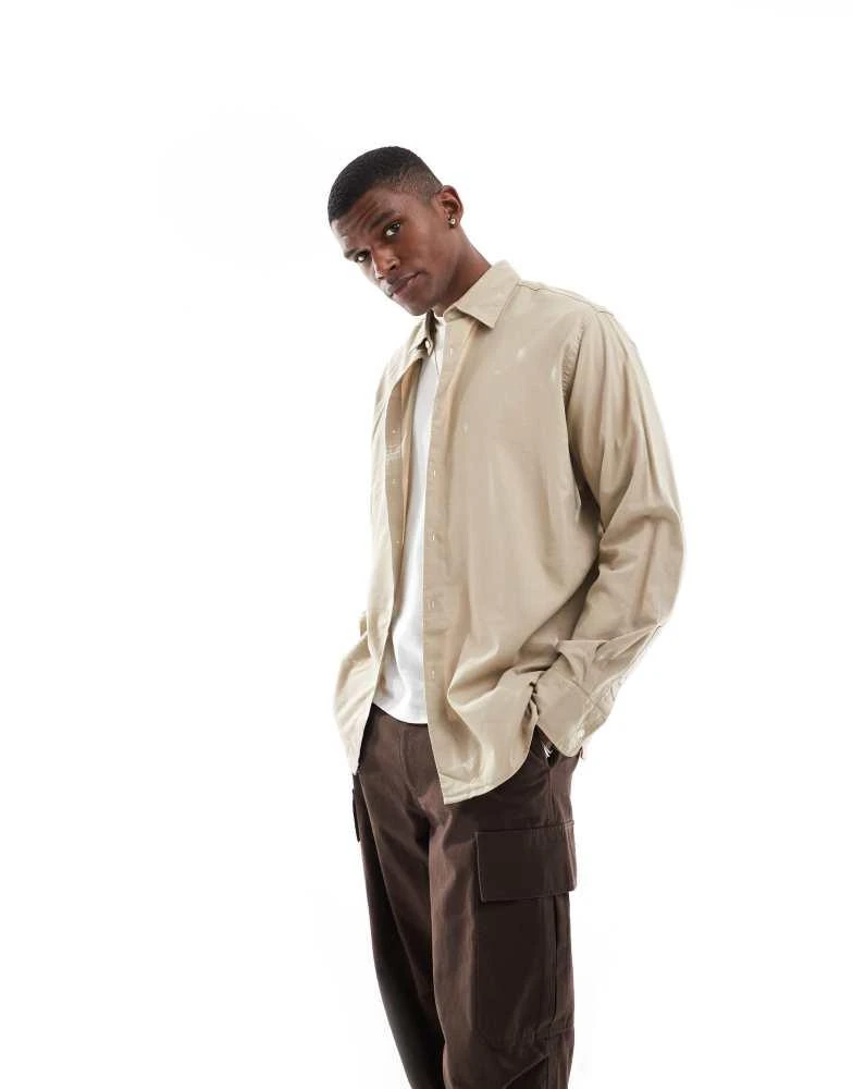 Jack & Jones Jack & Jones oversized cotton shirt in beige 1