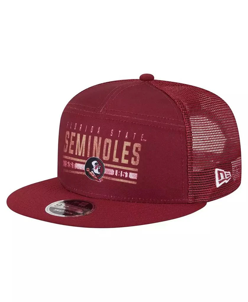 New Era Men
s Garnet Florida State Seminoles Split Panel 9FIFTY Snapback Trucker Hat