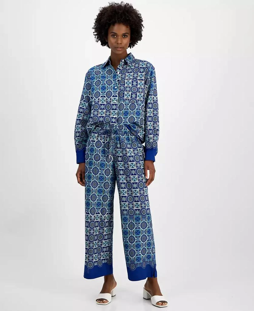 Nautica Jeans Women's Foulard-Print Straight-Leg Pants 1
