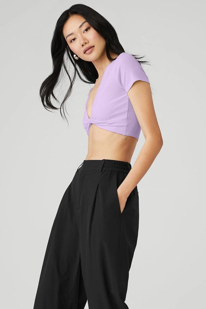 Alo Ribbed Knotty Short Sleeve - Violet Skies 3