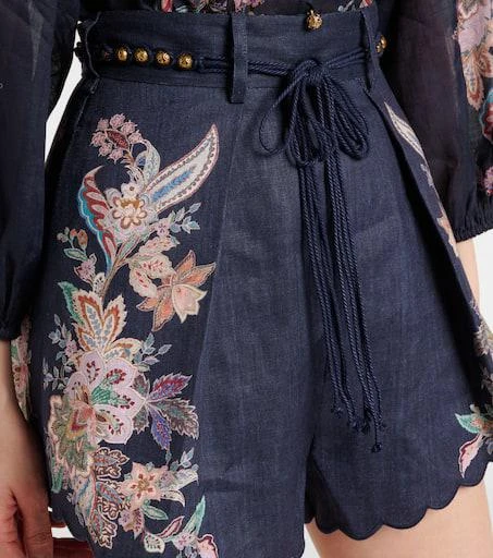 Zimmermann Rhiannon paisley embroidered linen shorts 4