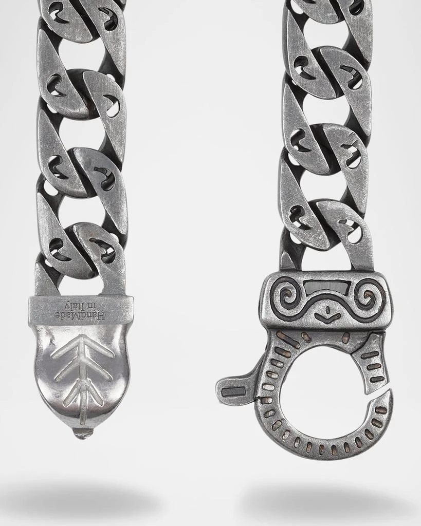 Marco Dal Maso Flaming Tongue Wide-Link Sterling Silver Necklace with Black Diamonds, 22" 3