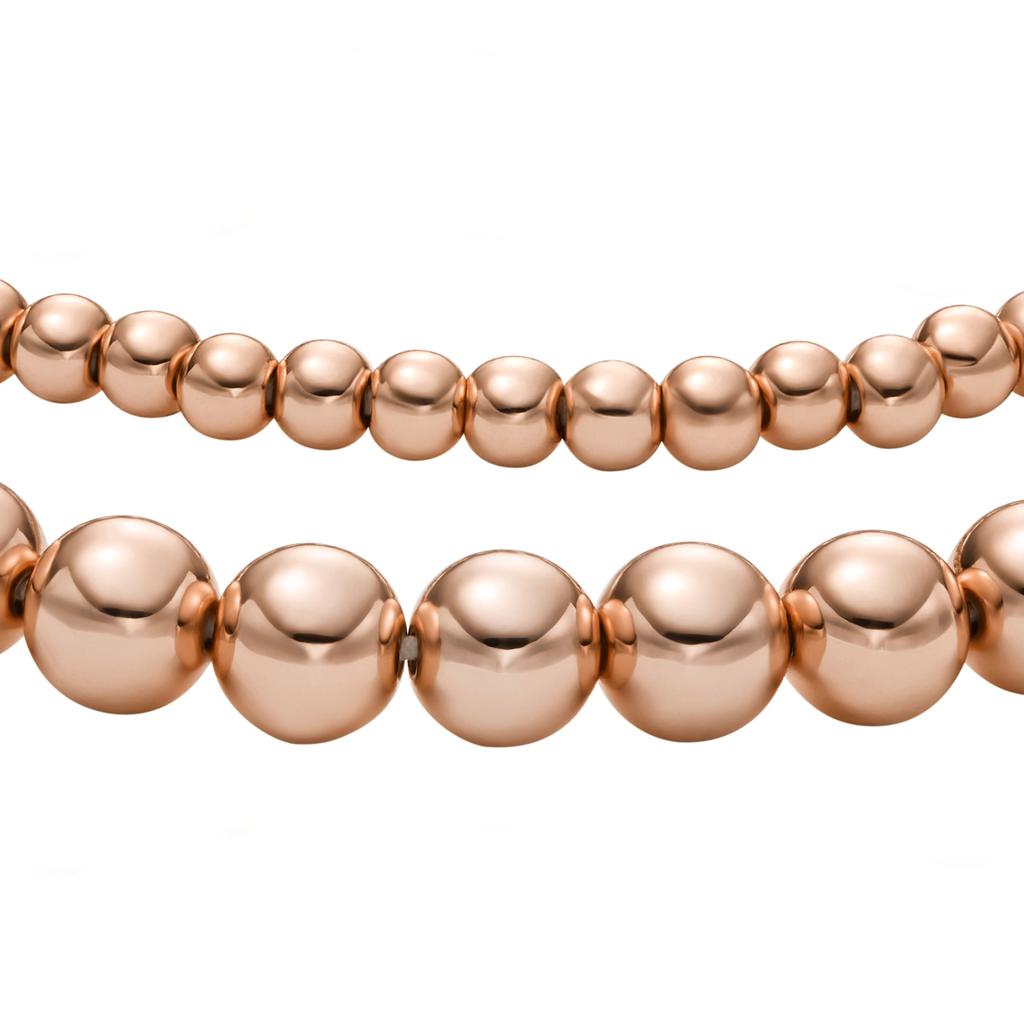 Fossil Women's Rose Gold Beaded Leather Bracelet, Color: Rose Gold (Model: JF04472791) Fossil | Jewelry | Fossil Rose Gold Beaded Long Womens Chain