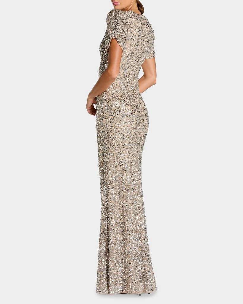 Mac Duggal Beaded Mesh Short-Sleeve Gown 3