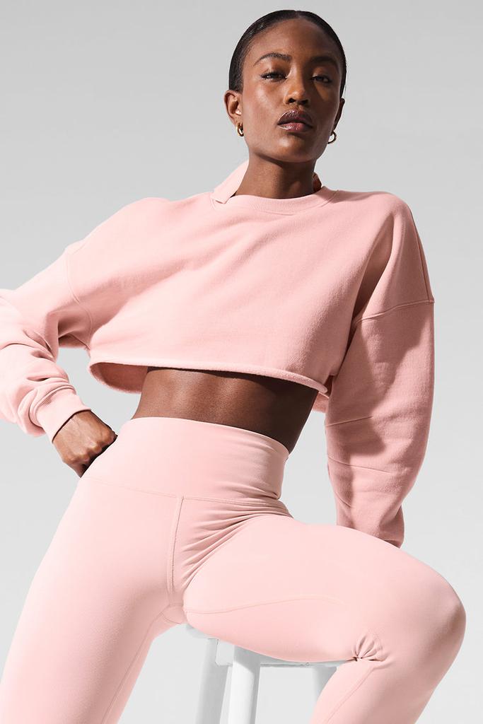alo ライトピンク スウェット XXS Alo Extreme Cropped Pullover - Pink Quartz - Hoodies - Free