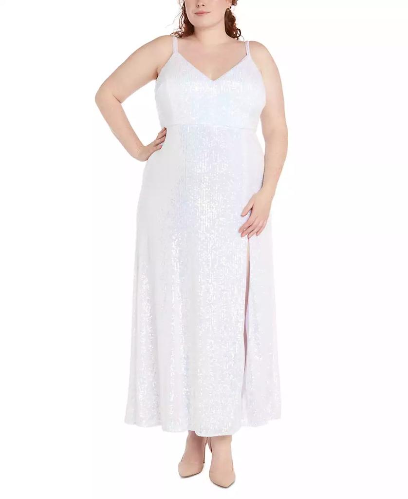 Morgan & Company Plus Size Sequinned High-Slit Dress