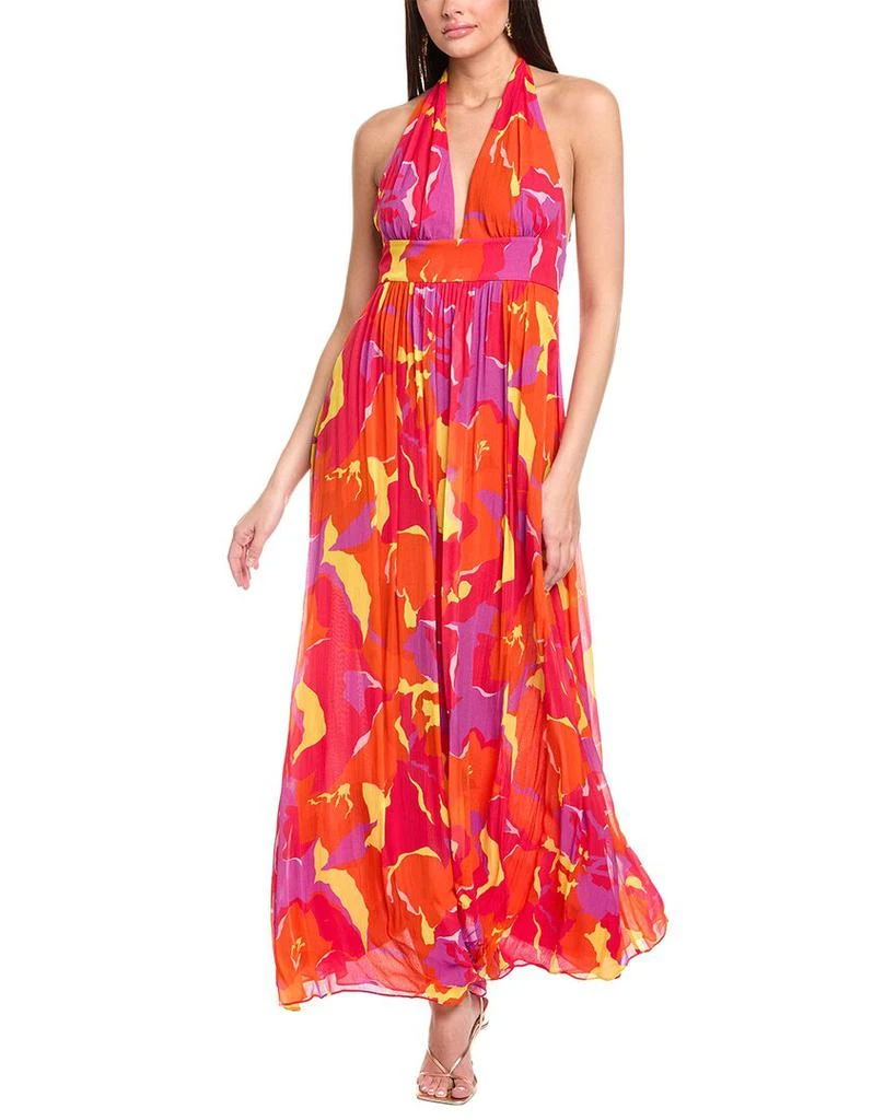 knee length dresses for ladies Long Dress With Tie Front, Amalfi Amore main image 1