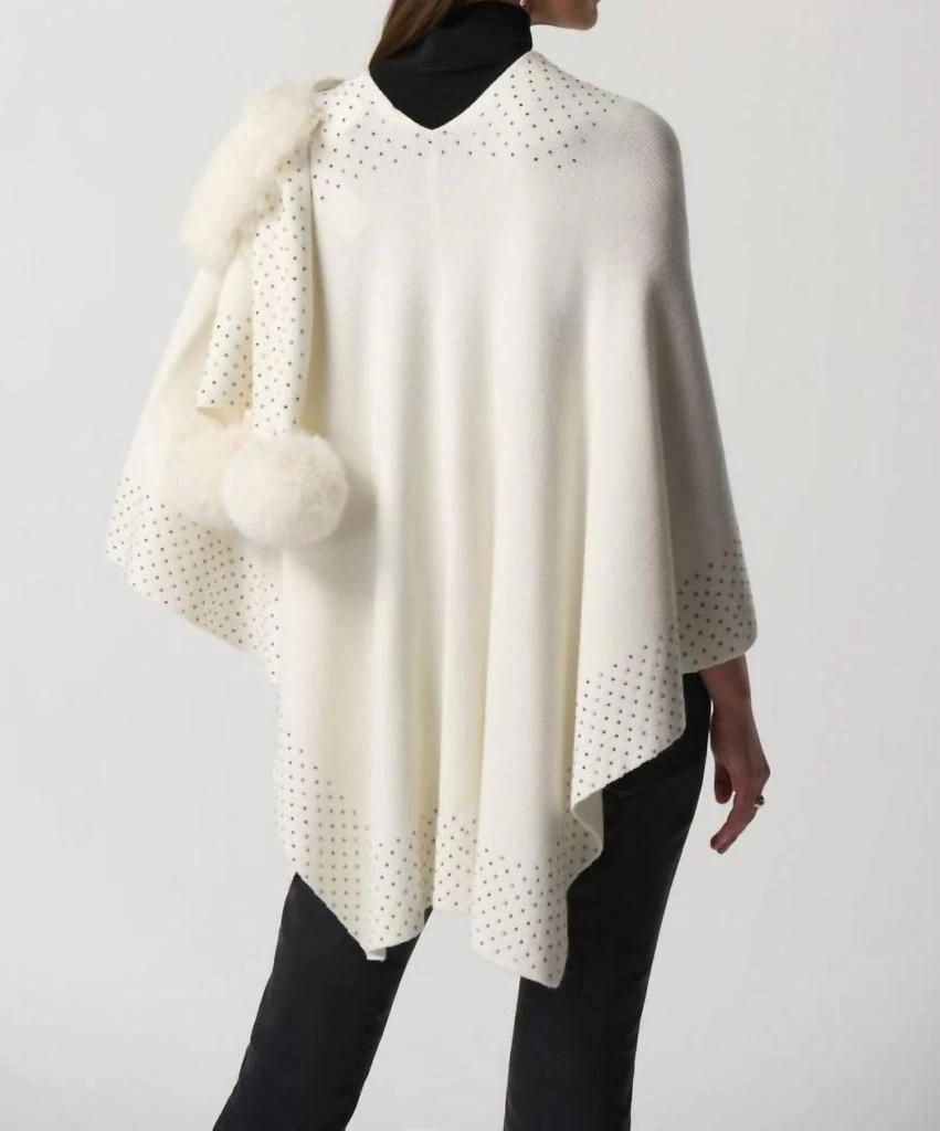 JOSEPH RIBKOFF Joseph Ribkoff - Faux Fur Pom Pom Cape Shawl 2