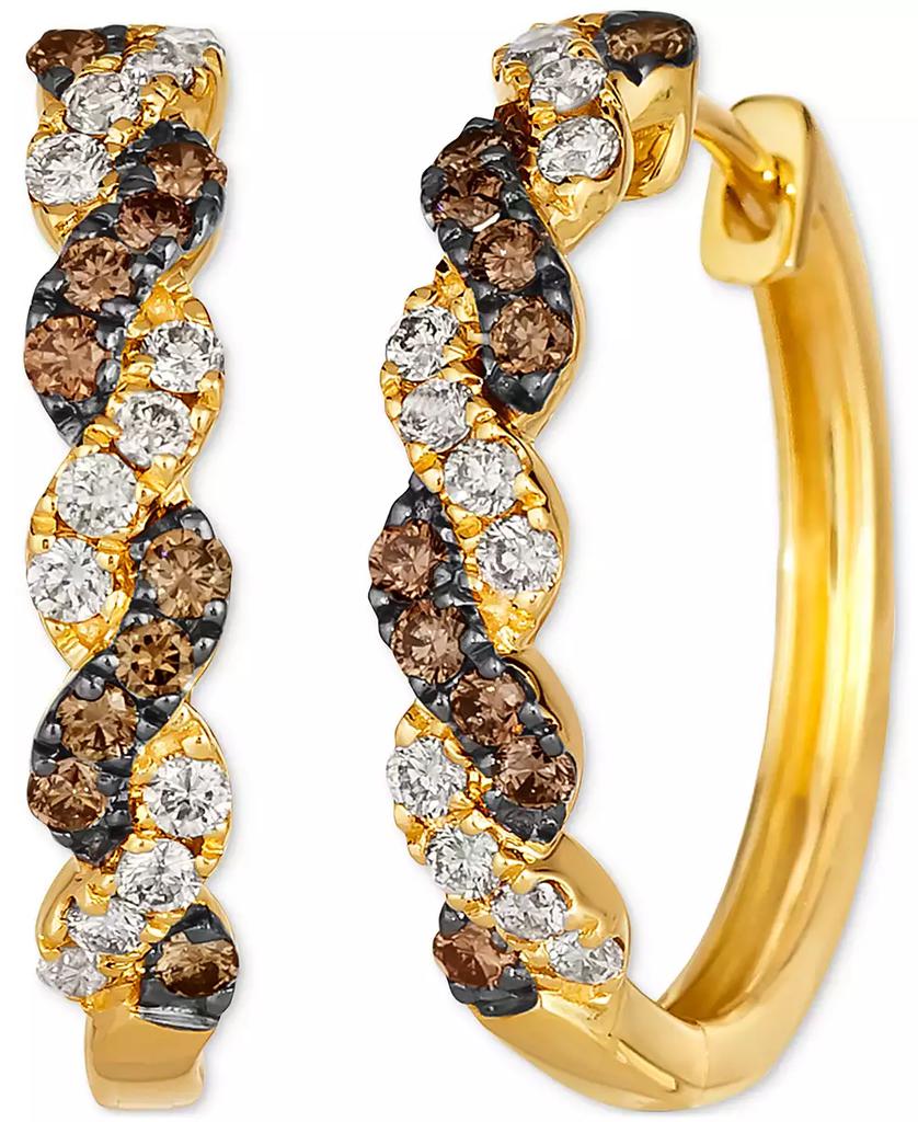 Le Vian Chocolate Diamond & Nude Diamond Twist Style Small Hoop Earrings (3/4 ct. t.w.) in 14k Gold, 0.82"