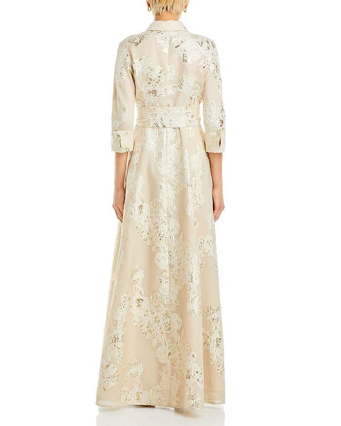 Teri Jon Metallic Jacquard Shirt Dress Gown 5