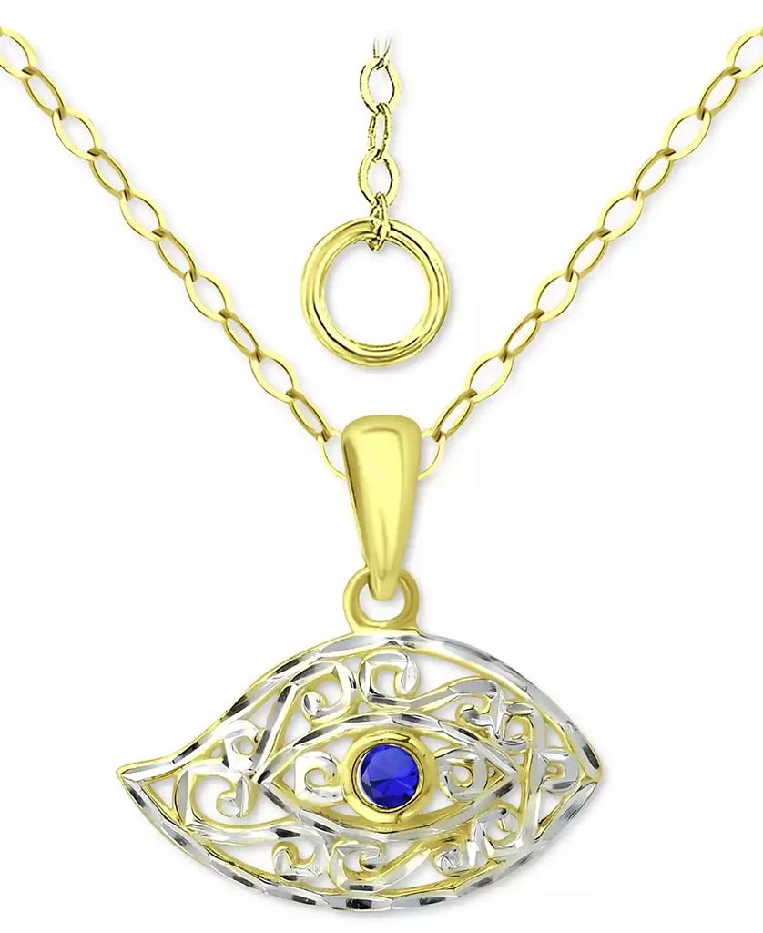 Giani Bernini Lab-Grown Blue Sapphire Evil Eye Filigree Pendant Necklace, 16" + 2" extender, Created for Macy's 1