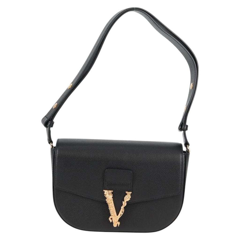 Versace Virtus Flap Messenger Bag Leather Leather Bag (Pre-Owned)