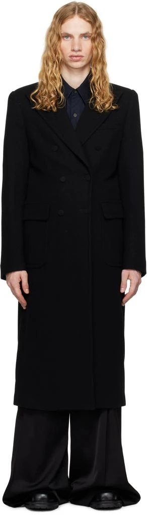 Dries Van Noten Black Tight Fit Wool Coat 1