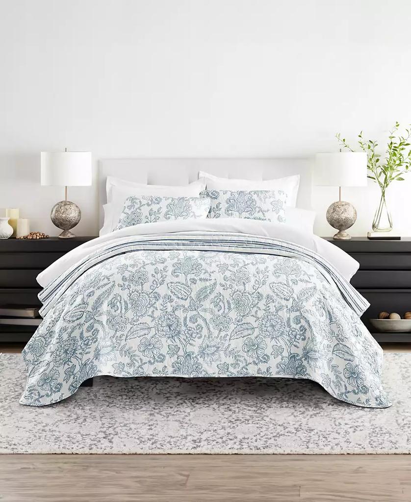 IENJOY HOME Jacobean and Stripe Reversible 3-Pc. Lightweight Quilt Set