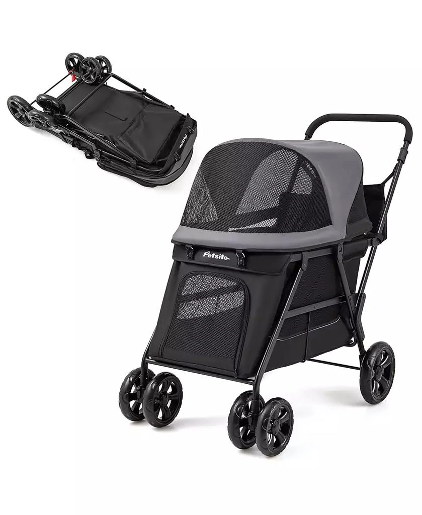 Gymax Dog Stroller for Small Medium Dogs w/ Dual Entry Ramp All-Terrain Wheels 10