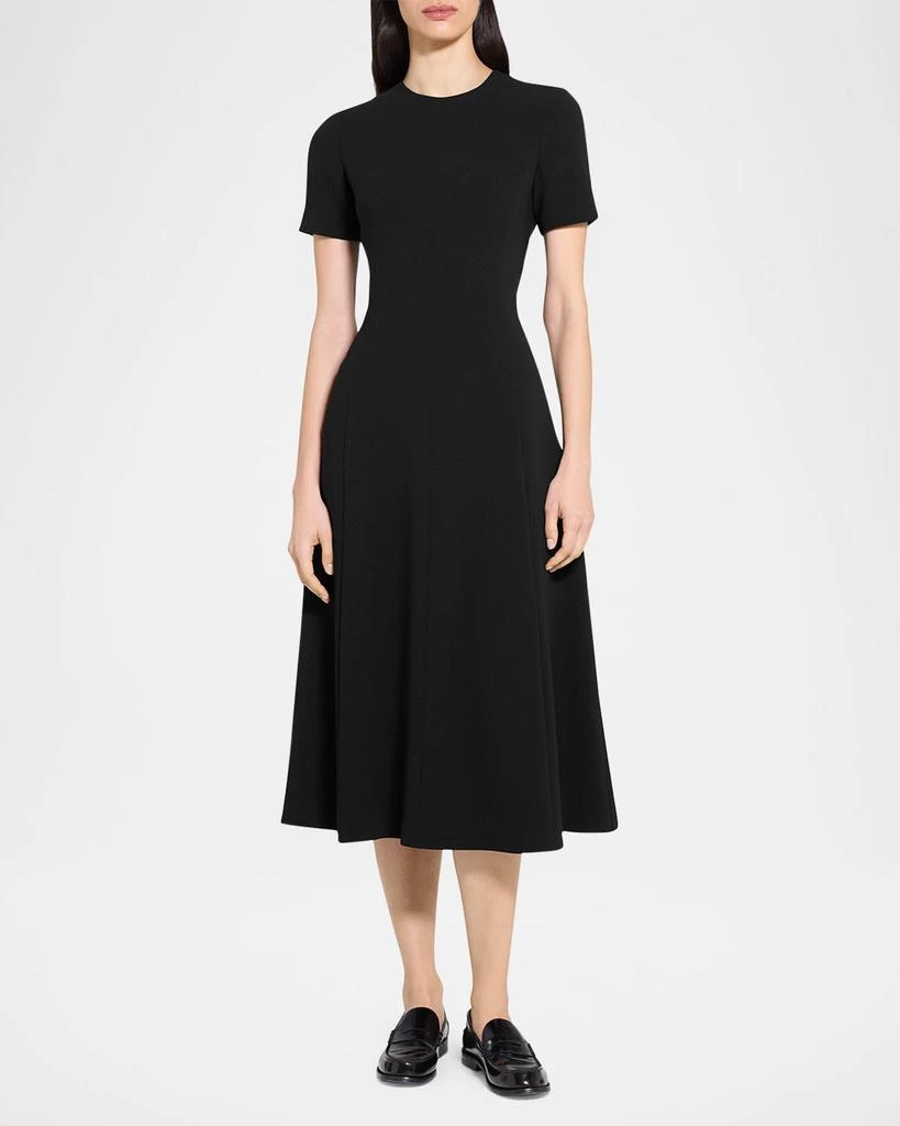 Theory Admiral Crepe Flared Short-Sleeve Midi Dress 4