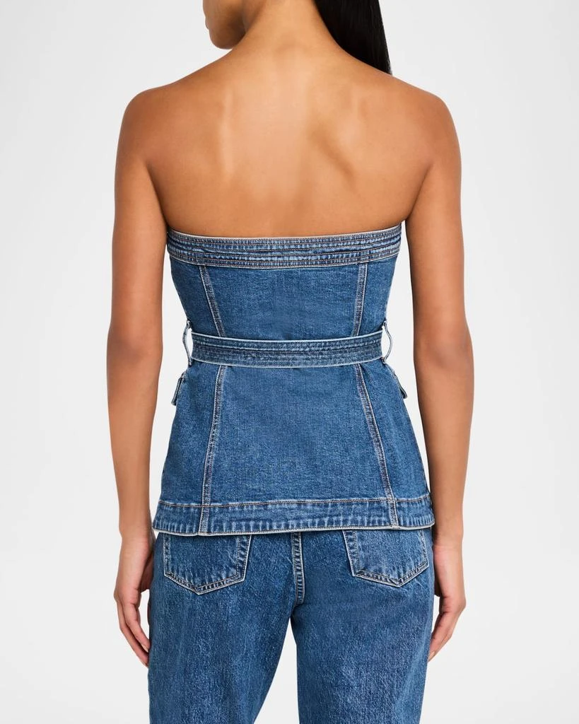 SIMKHAI Cyan Belted Denim Bustier Top 3