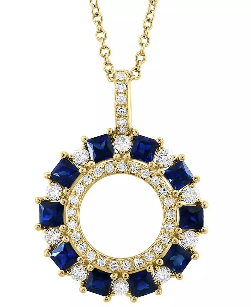 EFFY Collection EFFY® Sapphire (3/4 ct. t.w) & Diamond (1/3 ct. t.w.) Circle 18" Pendant Necklace in 14k Gold 3